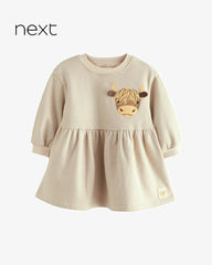 NEXT CREAM LONG SLEEVE COW DRESS