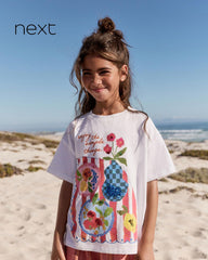 NEXT CREAM OVERSIZED SEQUIN GRAPHIC PRINT T-SHIRT