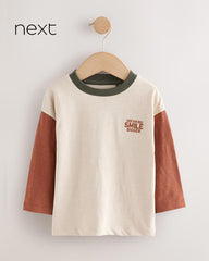NEXT CREAM & RUST SMILE BIGGER LONG SLEEVE T-SHIRT