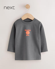 NEXT DARK GREY BEST DAY EVER LONG SLEEVE T-SHIRT