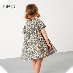 NEXT DARK GREY PRINTED SHORTSLEEVE DRESS