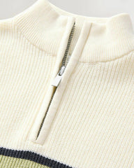NEXT ECRU GREEN BLOCK ZIP NECK SWEATER