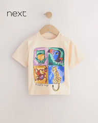 NEXT ECRU SAFARI ANIMAL GRAPHIC PRINT COTTON T-SHIRT
