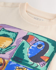 NEXT ECRU SAFARI ANIMAL GRAPHIC PRINT COTTON T-SHIRT