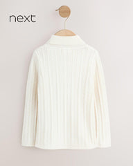 NEXT ECRU WHITE CABLE KNIT HIGH NECK JUMPER