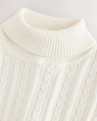 NEXT ECRU WHITE CABLE KNIT HIGH NECK JUMPER