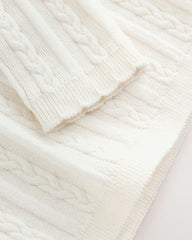 NEXT ECRU WHITE CABLE KNIT HIGH NECK JUMPER