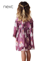 NEXT FAIRY PRINT LONG SLEEVE COTTON JERSEY DRESS