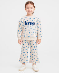 BRANDED FLORAL LOVE SWEATSHIRT WITH TROUSER 2 PCS SET