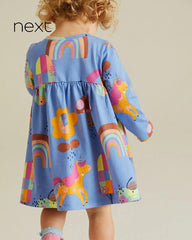 NEXT GIRLS LONG SLEEVE UNICORN JERSEY DRESS