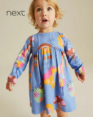 NEXT GIRLS LONG SLEEVE UNICORN JERSEY DRESS