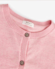 NEXT GIRLS PINK BUTTON UP CROP LENGTH CARDIGAN -17A