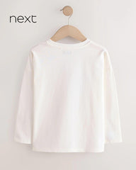 NEXT GIRLS WHITE HEART SEQUIN LONG SLEEVE T-SHIRT