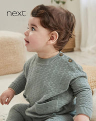 NEXT GREEN BABY OVERSIZED TEXTURED KNITTED COTTON JUMPER