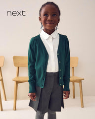 NEXT GREEN COTTON RICH SCHOOL V-NECK CARDIGAN -8A