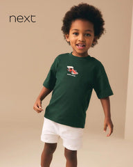 NEXT GREEN EMBROIDERED RACE CAR SHORT SLEEVE T-SHIRT