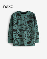 NEXT GREEN PRINTED LONG SLEEVE T-SHIRT AND TROUSER SET