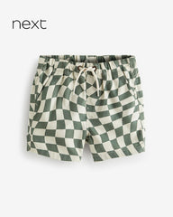 NEXT GREEN PULL ON CHECKERBOARD SHORTS