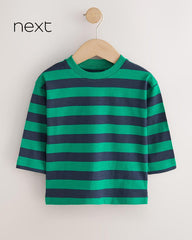 NEXT GREEN STRIPED LONG SLEEVE T-SHIRT