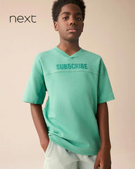 NEXT GREEN V-NECK SUBSCRIBE T-SHIIRT