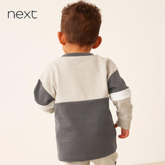 NEXT GREY MONOCHROME COLORBLOCK COSY SWEATSHIRT