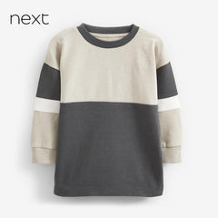 NEXT GREY MONOCHROME COLORBLOCK COSY SWEATSHIRT