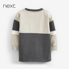 NEXT GREY MONOCHROME COLORBLOCK COSY SWEATSHIRT