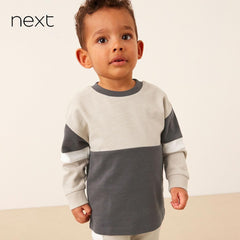 NEXT GREY MONOCHROME COLORBLOCK COSY SWEATSHIRT