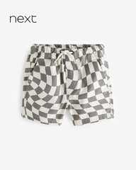 NEXT GREY PULL ON CHECKERBOARD SHORTS