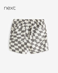 NEXT GREY PULL ON CHECKERBOARD SHORTS