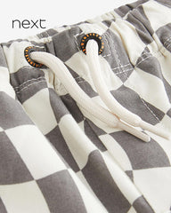 NEXT GREY PULL ON CHECKERBOARD SHORTS