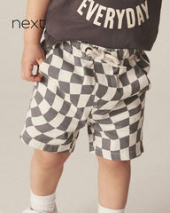 NEXT GREY PULL ON CHECKERBOARD SHORTS