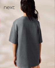 NEXT GREY SEQUIN GLITTERBALL RELAX FIT T-SHIRT
