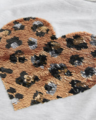 NEXT GREY SEQUIN HEART OVERSIZE T-SHIRT