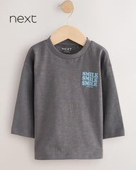 NEXT GREY SLOGAN PRINT LONG SLEEVE T-SHIRT