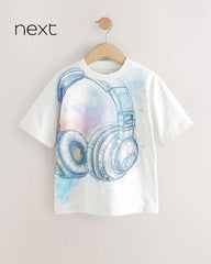 NEXT HEADPHONES RELAXED FIT SHORT SLEEVE GRAPHIC PRINT T-SHIRT