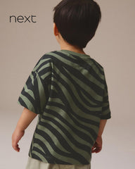 NEXT KHAKI GREEN ANIMAL PRINT SHORT SLEEVE T-SHIRT