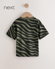 NEXT KHAKI GREEN ANIMAL PRINT SHORT SLEEVE T-SHIRT