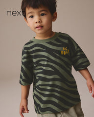NEXT KHAKI GREEN ANIMAL PRINT SHORT SLEEVE T-SHIRT