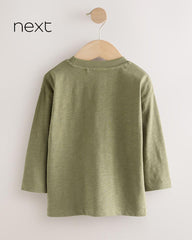NEXT KHAKI GREEN SMILE LONG SLEEVE T-SHIRT