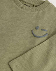 NEXT KHAKI GREEN SMILE LONG SLEEVE T-SHIRT