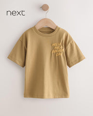 NEXT LIGHT BROWN CIAO BONJOUR SHORT SLEEVE T-SHIRT