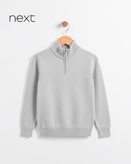 NEXT LIGHT GREY ZIP NECK JUMPER