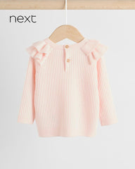 NEXT LIGHT PINK KNITTED RUFFLE DETAILED JUMPER