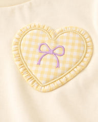 NEXT LIGHT YELLOW HEART PATCH SHORT SLEEVE T-SHIRT