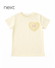 NEXT LIGHT YELLOW HEART PATCH SHORT SLEEVE T-SHIRT