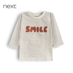 NEXT LONG SLEEVE EMBOSSED SMILE T-SHIRT