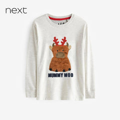 NEXT LONG SLEEVE MUMMY MOO EMBOSSED T-SHIRT