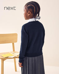 NEXT NAVY BLUE RICH SCALLOPED EDGE SCHOOL CARDIGAN -12A