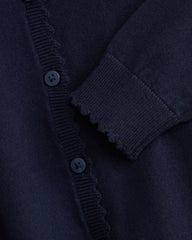 NEXT NAVY BLUE RICH SCALLOPED EDGE SCHOOL CARDIGAN -12A